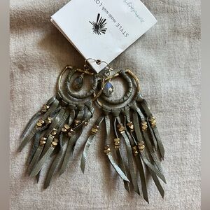 Noonday Earrings. Leather fringe.